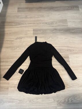 Lulu's Black Long Sleeve Knit Mini Dress